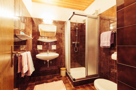 Zimmer mit Bad und Dusche in der Pension Stern in Aldein